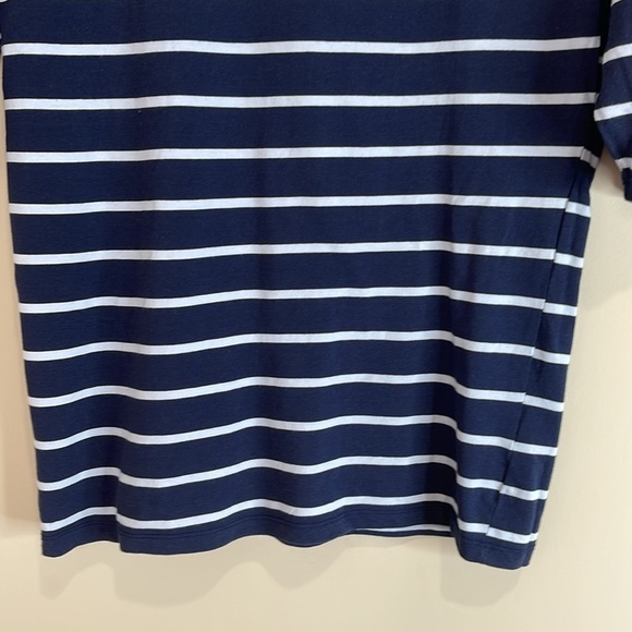 Jacob Striped Boxy Dolmen Short Sleeve Tee Navy and Baby Blue Sailor Nautical M - Picture 5 of 11